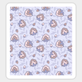 Whimsical floral folk pattern in digital lavender Sticker